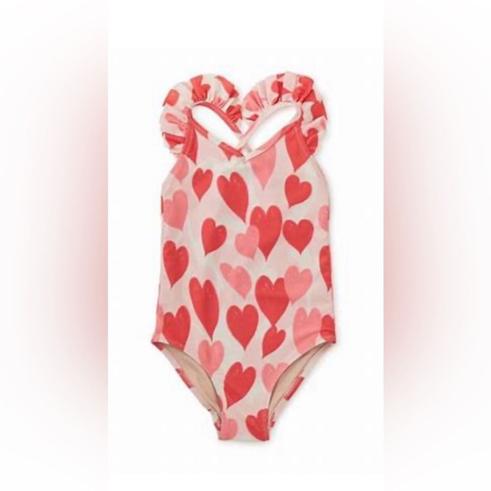 Tea Size 8 Heart Print One Piece